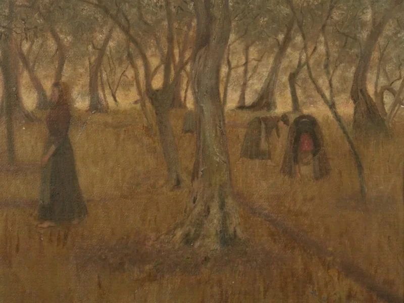1868-Giulio Versorese - Paesaggio con contadini
